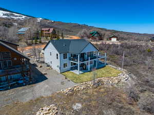Bird's eye view with a mountain view