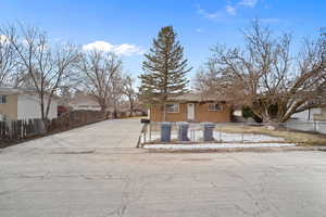 View of front of home with a fenced front yard