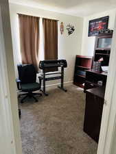 Office featuring baseboards and carpet