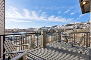 Wooden terrace with a mountain view