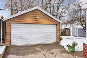 View of detached garage