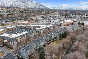 Drone / aerial view featuring a mountain view