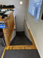 Stairs featuring baseboards