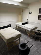 Bedroom with carpet