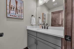 Bathroom with visible vents and vanity