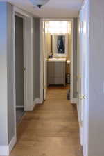 Hallway view toward bedroom and bath