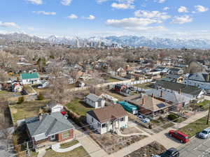 Aerial view with beautiful mountain range in the backdrop.