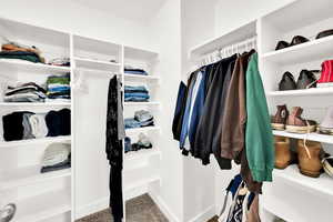 Spacious walk in closet.