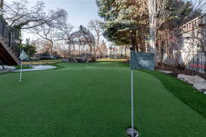 Putting green in backyard.