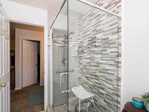 Bathroom with a shower stall