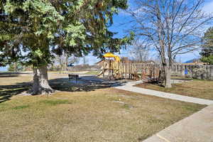 Community play area with a yard