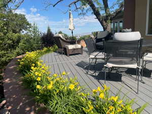 Perennial flowers lining the trex deck