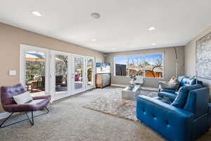 Living room - walkout to sandstone patio and backyard