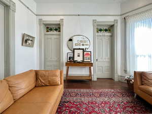 Living area featuring wood finished floors