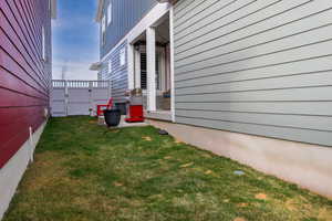 View of fenced in side yard