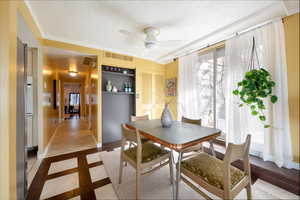 Dining area with Sliding Door to Side Yard