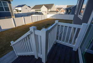 View of yard with a residential view and a fenced backyard
