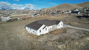 Aerial view featuring a mountain view