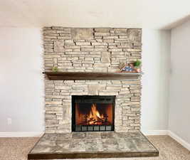 Living room fireplace.