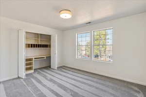 Upstairs bedroom #2- closet fitted for an office nook.