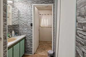 Bathroom with visible vents and vanity