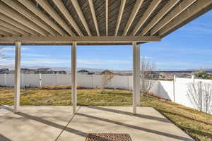 View of patio featuring a fenced backyard