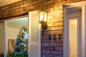 Exterior details featuring brick siding