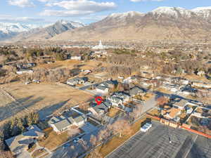 Bird's eye view with a mountain view and a residential view