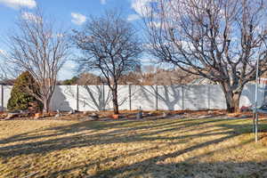 View of yard featuring a fenced backyard