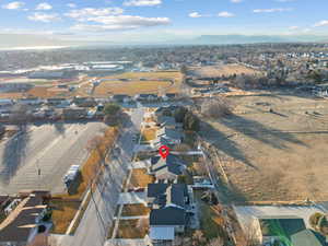 Drone / aerial view with a mountain view and a residential view