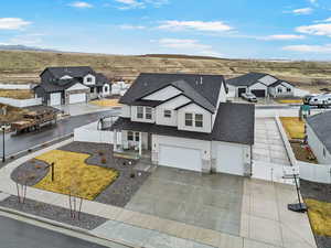 Birds eye view of property with a residential view