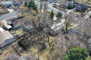 Birds eye view of property with a residential view