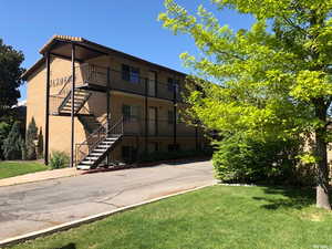 View of building exterior with stairs