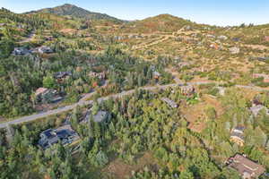 Drone / aerial view featuring a mountain view