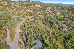 Birds eye view of property with a mountain view