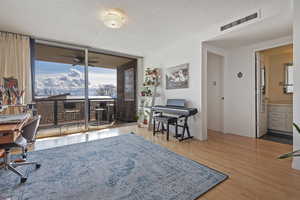 Living room with floor to ceiling windows