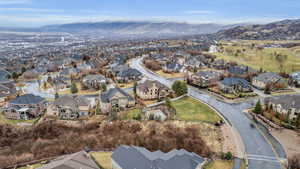 Aerial view with a residential view and a mountain view