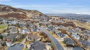 Aerial view with a residential view and a mountain view