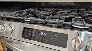 Interior details with stainless steel gas range