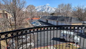 Balcony with a mountain view