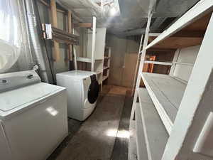 Clothes washing area with washer and dryer and laundry area