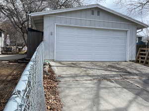 View of detached garage