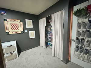 Interior space featuring carpet floors