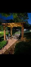 Exterior space with a pergola