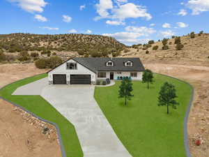 View of front of house with virtual a front lawn.