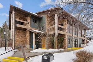 View of snow covered building