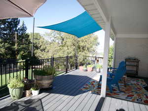 View of wooden terrace in the fall