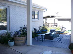 Exterior space front deck in the fall