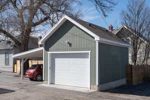 Garage with fence