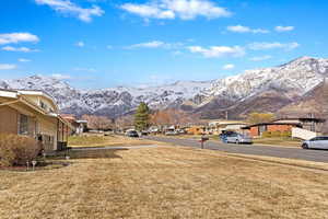 View of yard with a mountain view